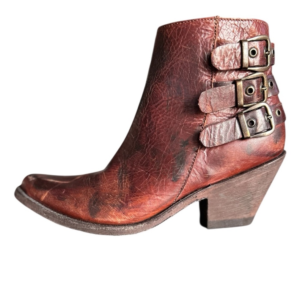 Old Gringo Leather Western Ankle Boots Buckle | 6.5 | Handmade | Cowgirl | Brown